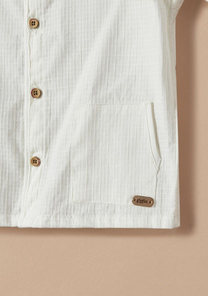Giggles Textured Shirt with Mandarin Collar and Short Sleeves-Shirts-image-2
