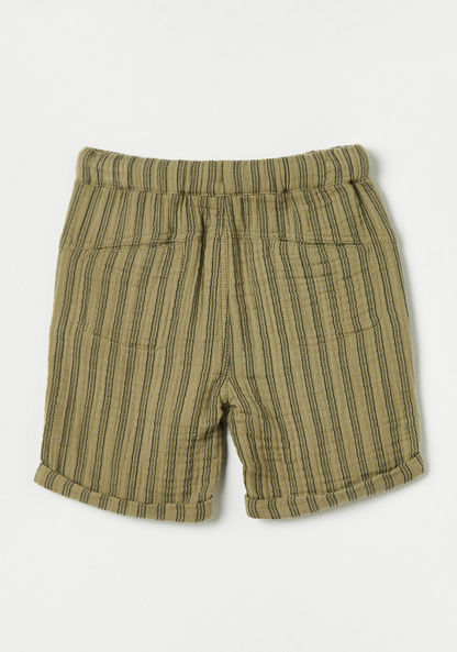 Giggles Striped Shorts with Pockets and Drawstring Closure-Shorts-image-2