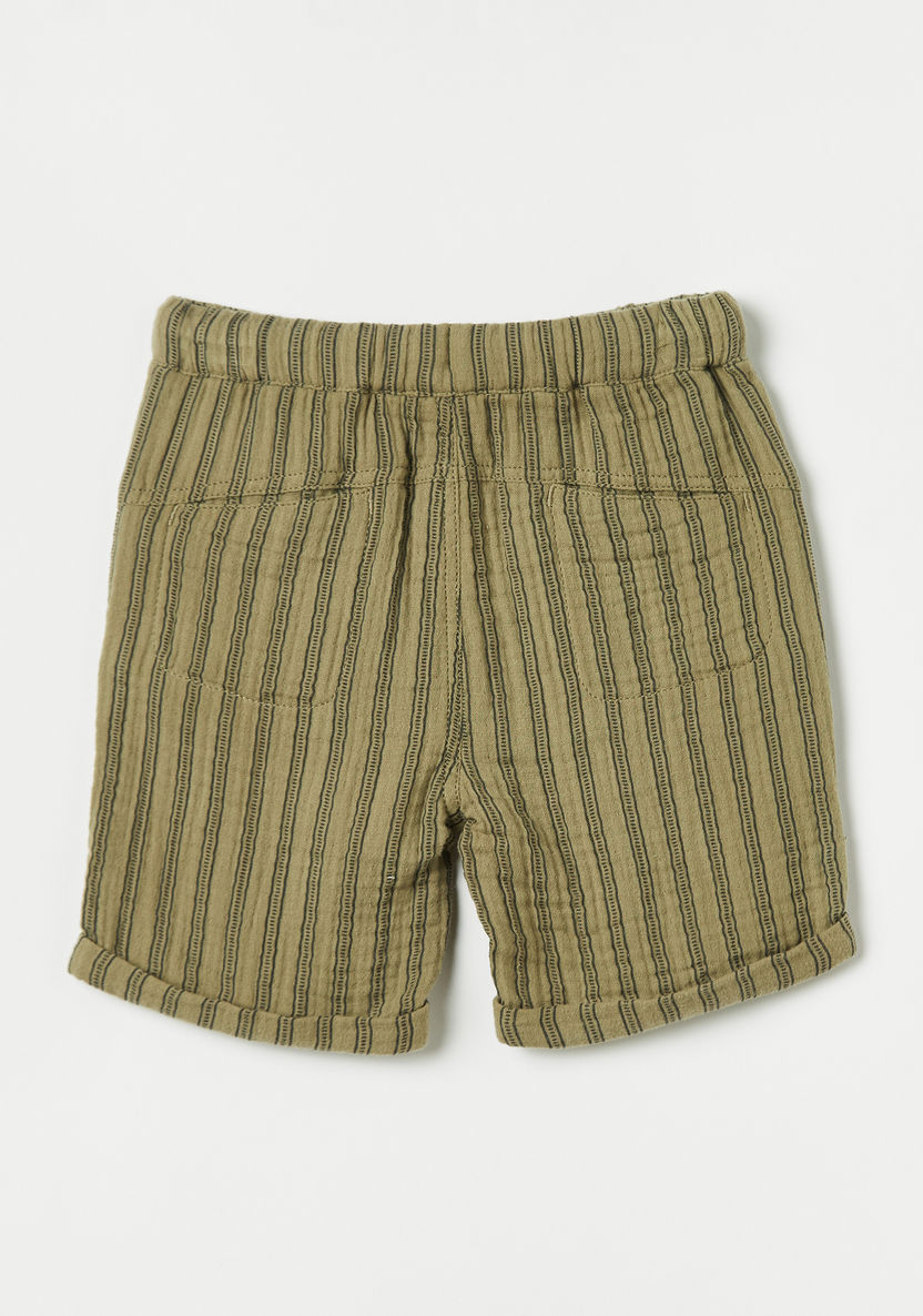 Giggles Striped Shorts with Pockets and Drawstring Closure-Shorts-image-2