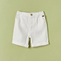Giggles Solid Shorts with Button Closure and Pockets