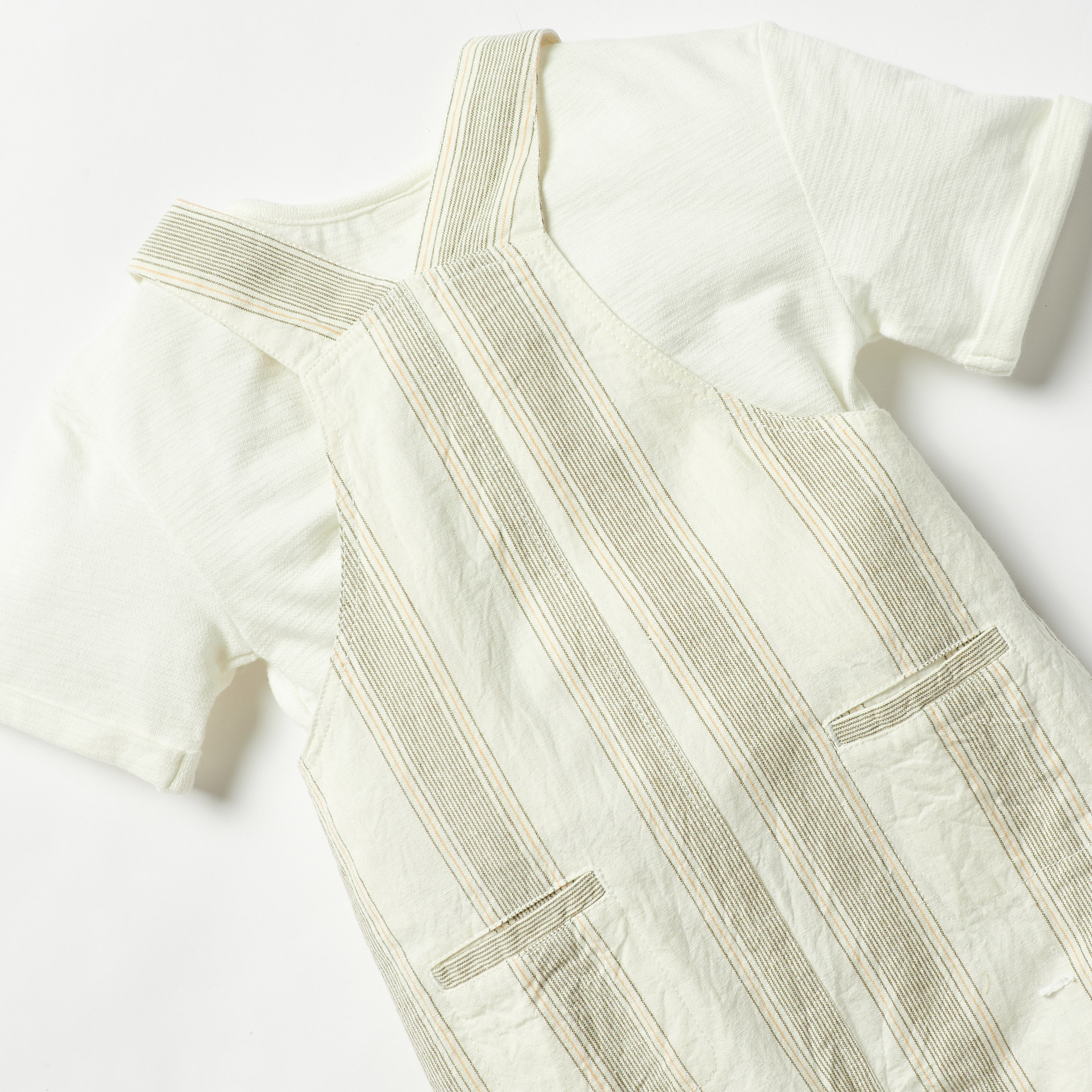 Giggles Solid Crew Neck T-shirt and Striped Dungaree Set-baby-boys-clothing-setsandcoords-image-5