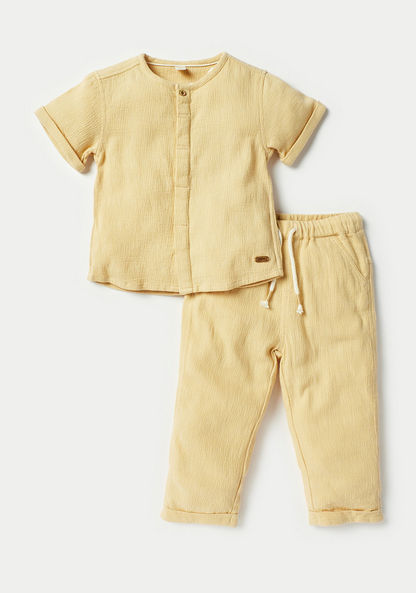 Giggles Textured Shirt and Pants Set-Clothes Sets-image-0