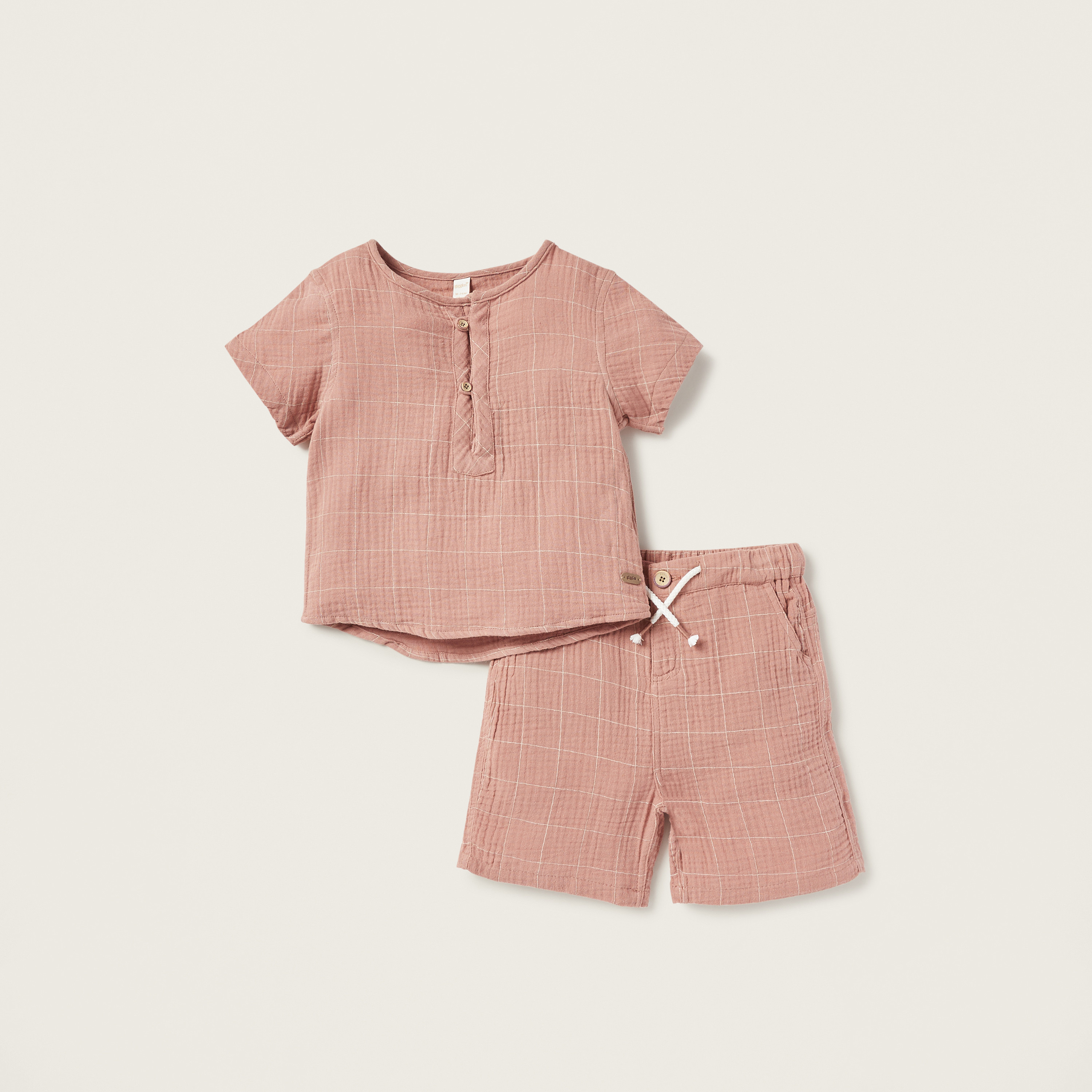 Giggles Checked T-shirt and Shorts Set-baby-boys-clothing-setsandcoords-image-1