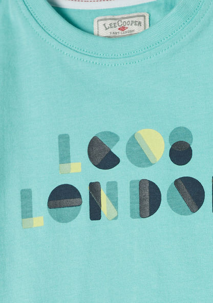 Lee Cooper Printed Colourblock T-shirt with Crew Neck and Short Sleeves-T Shirts-image-2