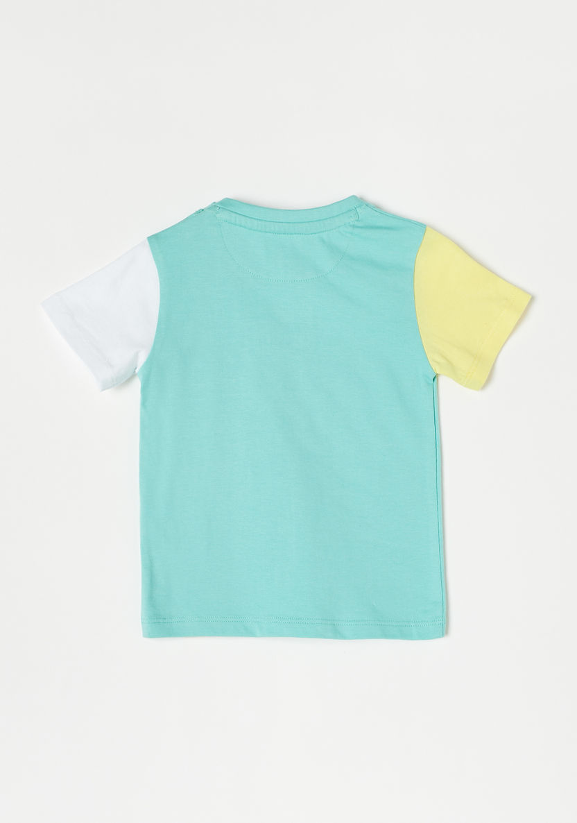Lee Cooper Printed Colourblock T-shirt with Crew Neck and Short Sleeves-T Shirts-image-3