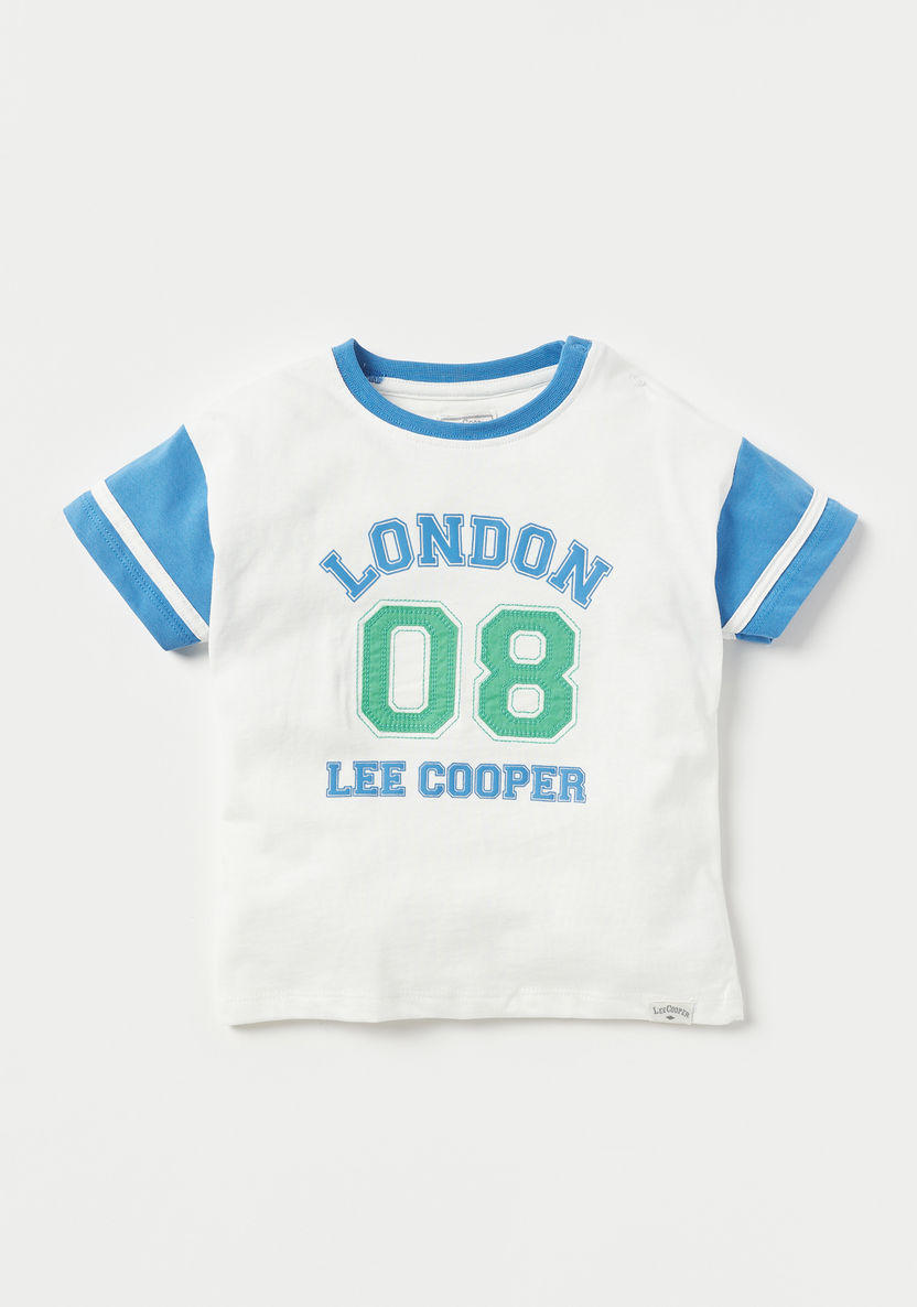 Lee Cooper Embroidered Colourblock T-shirt and Shorts Set-Clothes Sets-image-1