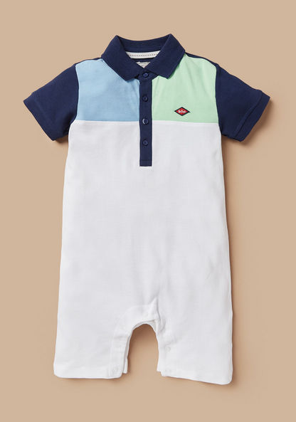 Lee Cooper Colorblock Romper with Short Sleeves-Rompers%2C Dungarees and Jumpsuits-image-0
