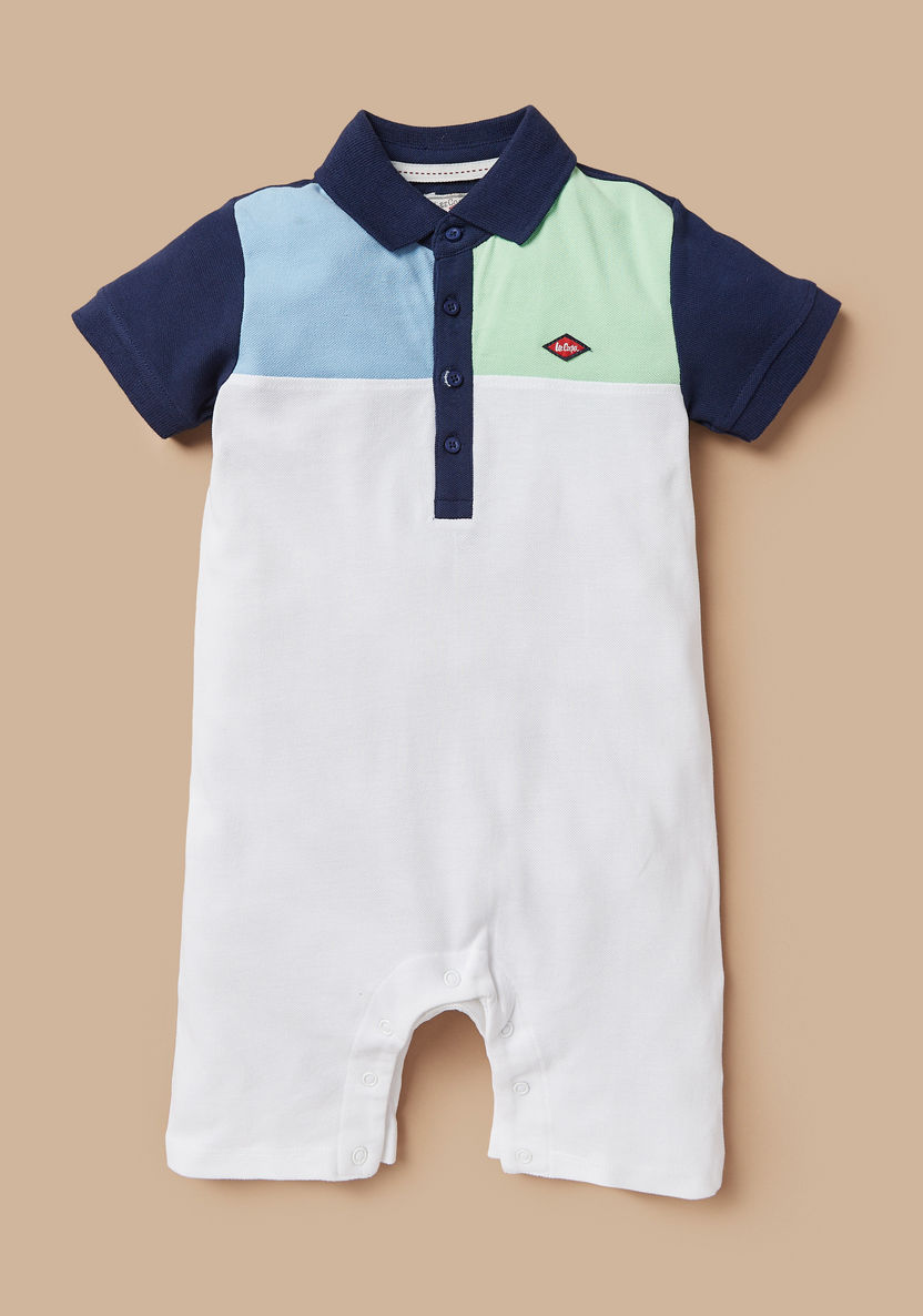 Lee Cooper Colorblock Romper with Short Sleeves-Rompers, Dungarees & Jumpsuits-image-0