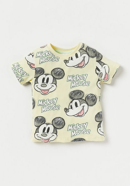Disney Mickey Mouse Print T-shirt and Shorts Set-Clothes Sets-image-1