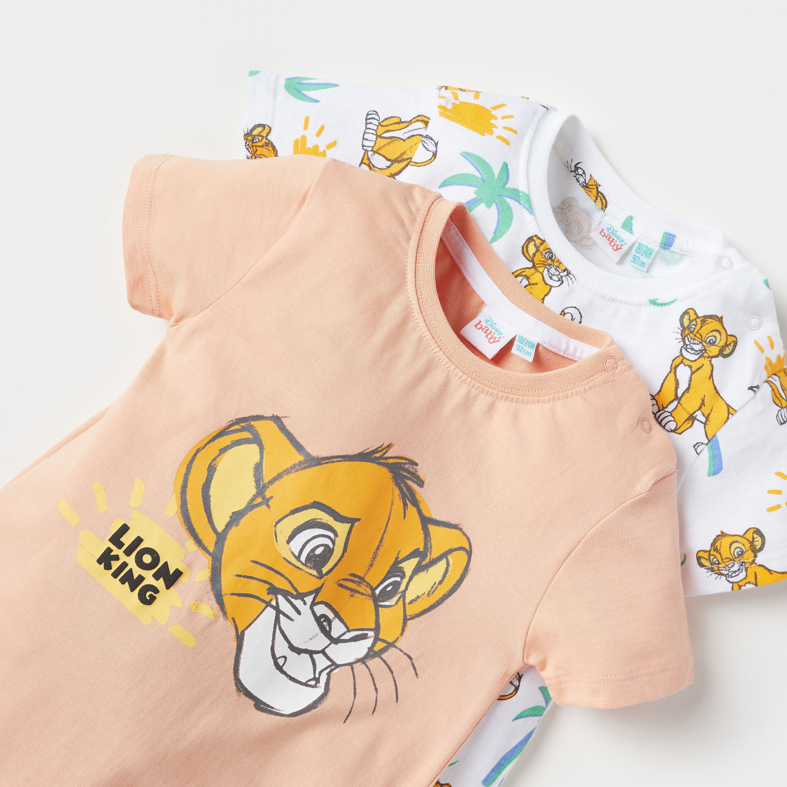 أفرولات بطبعات سيمبا وأكمام قصيرة من ديزني - طقم من قطعتين-baby-boys-clothing-rompers-image-2