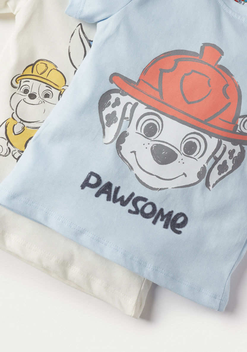 Paw Patrol Print T-shirt with Crew Neck - Set of 2-T Shirts-image-4