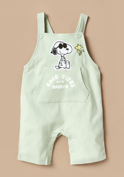 Snoopy Print T-shirt and Dungaree Set-Clothes Sets-image-2