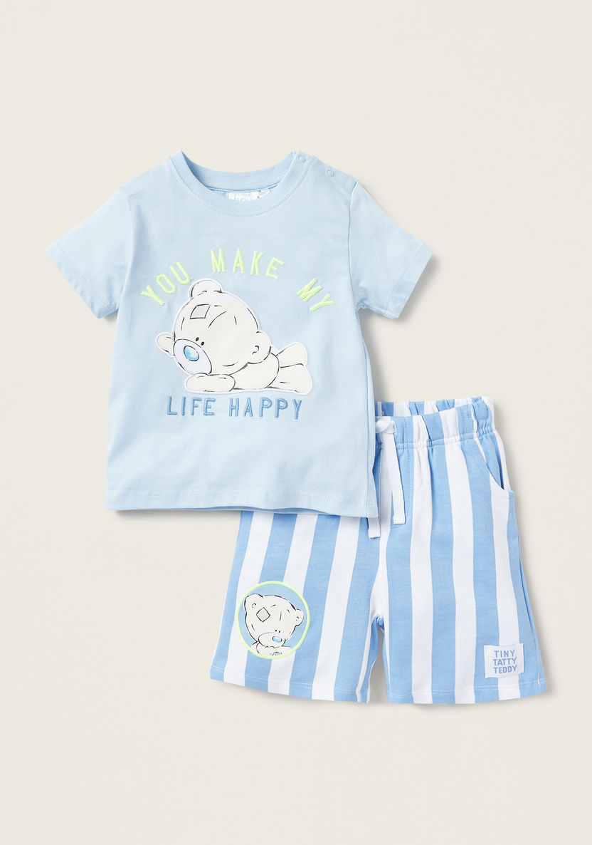 Carte Blanche Printed T-shirt and Striped Shorts Set-Clothes Sets-image-0