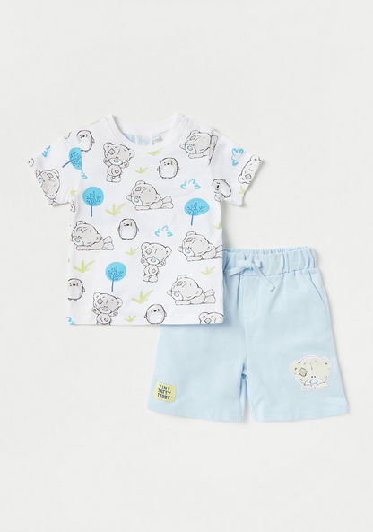 Carte Blanche Bear Print Short Sleeves T-shirt and Shorts Set-Clothes Sets-image-0