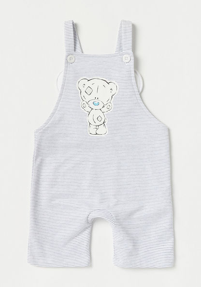 Carte Blanche Solid T-shirt and Teddy Print Dungaree Set-Clothes Sets-image-1