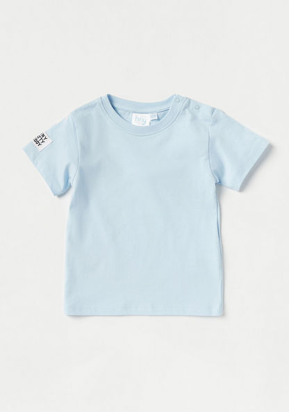 Carte Blanche Solid T-shirt and Teddy Print Dungaree Set-Clothes Sets-image-2
