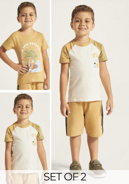 Juniors Surfing Graphic Print T-shirt - Set of 2-T Shirts-image-0