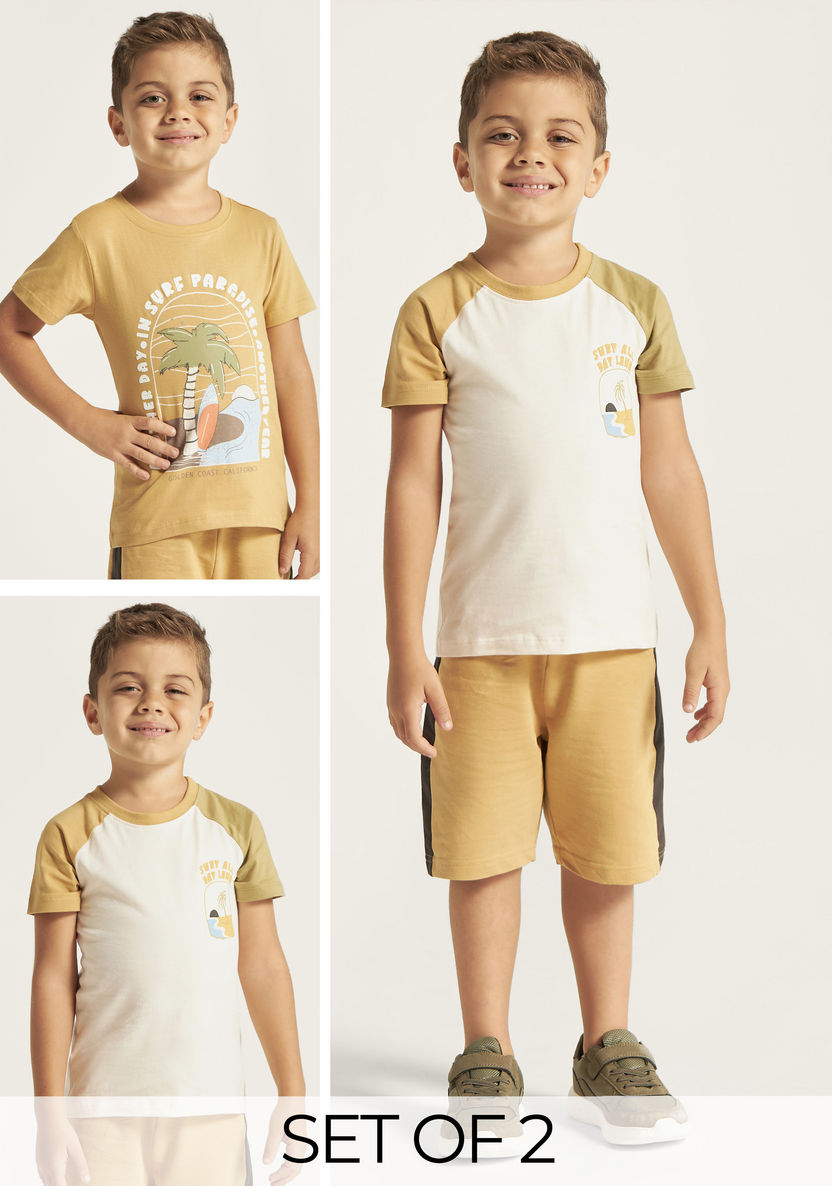 Juniors Surfing Graphic Print T-shirt - Set of 2-T Shirts-image-0