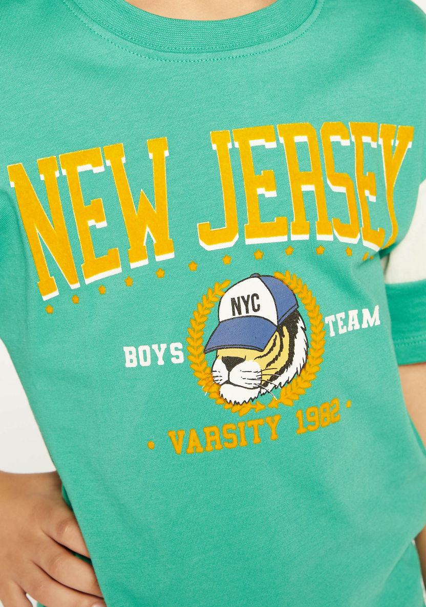 Juniors Printed T-shirt with Crew Neck and Short Sleeves-T Shirts-image-2