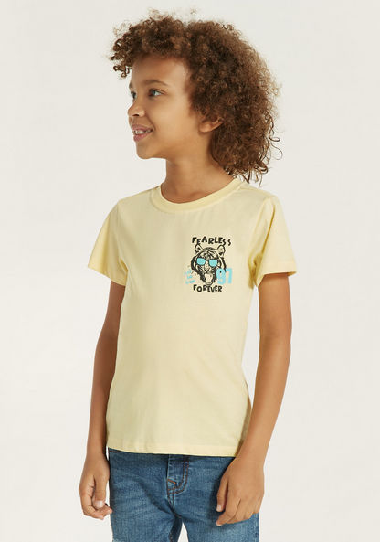 Juniors Tiger Graphic Print T-shirt with Short Sleeves - Set of 2-T Shirts-image-5