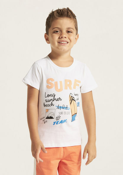 Juniors Graphic Print T-shirt with Short Sleeves - Set of 2-T Shirts-image-5