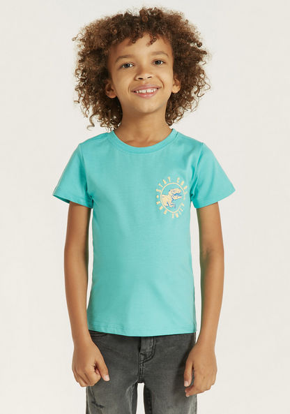 Juniors Dinosaur Print T-shirt with Short Sleeves - Set of 2-T Shirts-image-5