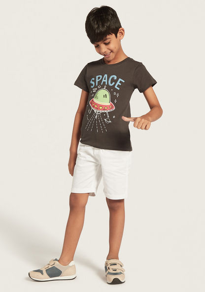 Juniors Graphic Print T-shirt with Round Neck and Short Sleeves-T Shirts-image-1