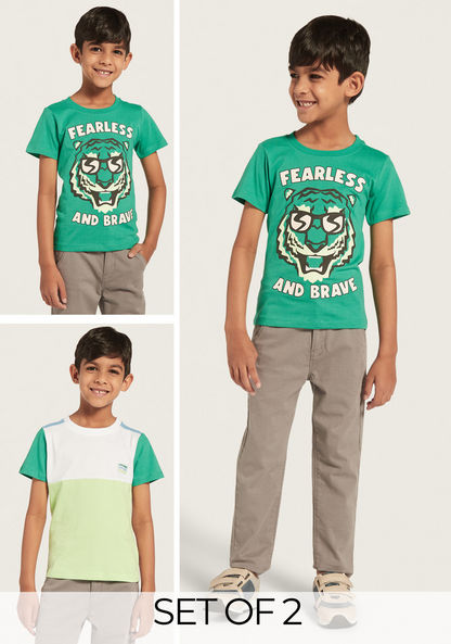 Juniors Assorted T-shirt with Short Sleeves - Set of 2-T Shirts-image-0