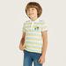 Juniors Striped Polo T-shirt with Short Sleeves and Embroidered Detail-T Shirts-thumbnail-0