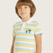 Juniors Striped Polo T-shirt with Short Sleeves and Embroidered Detail-T Shirts-thumbnail-2
