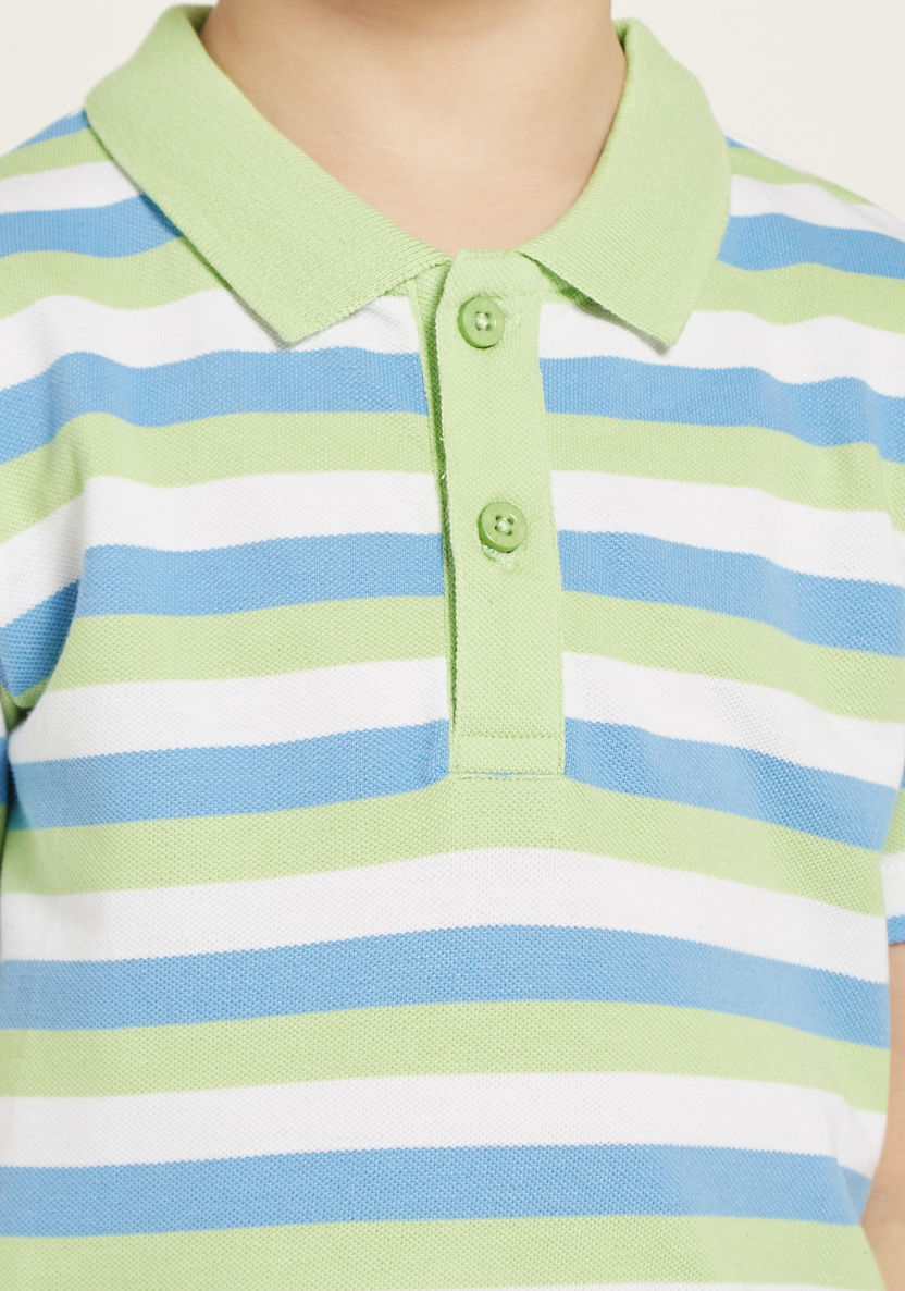 Juniors Striped Polo T-shirt with Short Sleeves-T Shirts-image-2