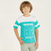 Juniors Printed T-shirt with Short Striped Sleeves and Crew Neck-T Shirts-thumbnail-0