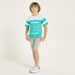 Juniors Printed T-shirt with Short Striped Sleeves and Crew Neck-T Shirts-thumbnail-1
