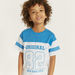 Juniors Printed T-shirt with Short Striped Sleeves and Crew Neck-T Shirts-thumbnail-2