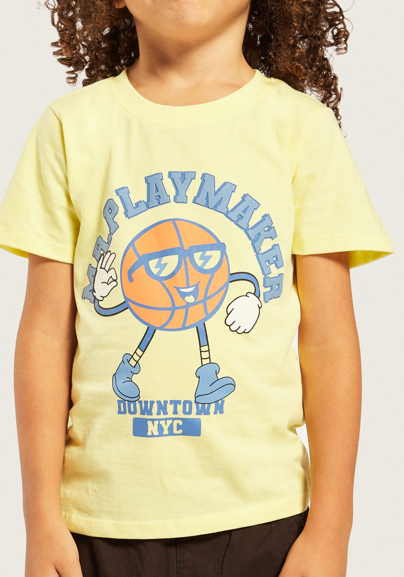 Juniors Basketball Print T-shirt with Short Sleeves - Set of 2-T Shirts-image-2
