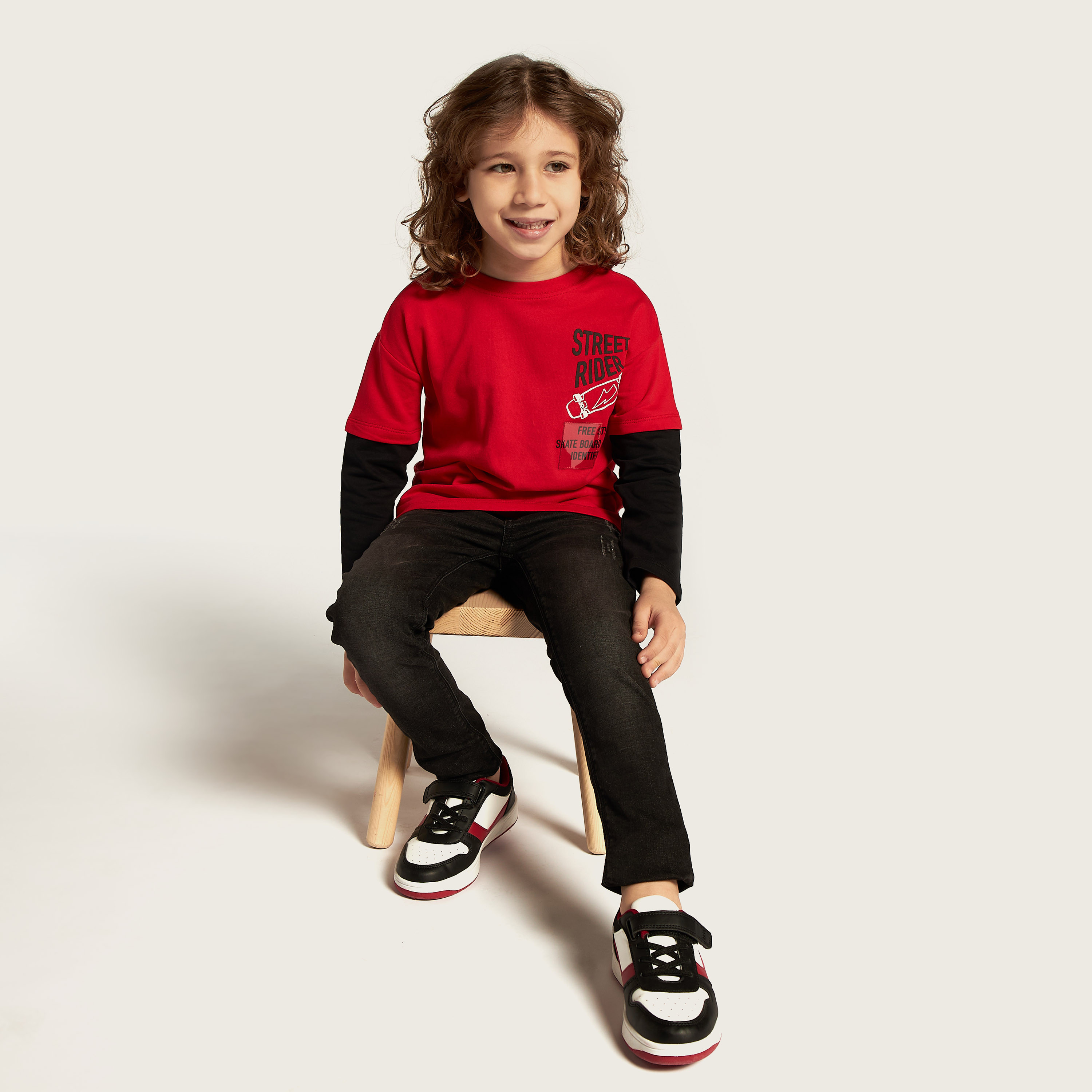 Juniors Graphic Print T-shirt with Long Sleeves and Crew Neck-boys-clothing-tshirtsandpolos-image-2