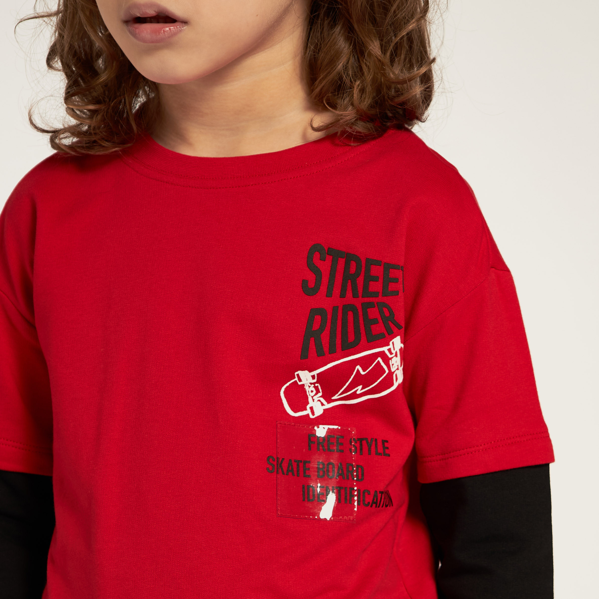 Juniors Graphic Print T-shirt with Long Sleeves and Crew Neck-boys-clothing-tshirtsandpolos-image-3