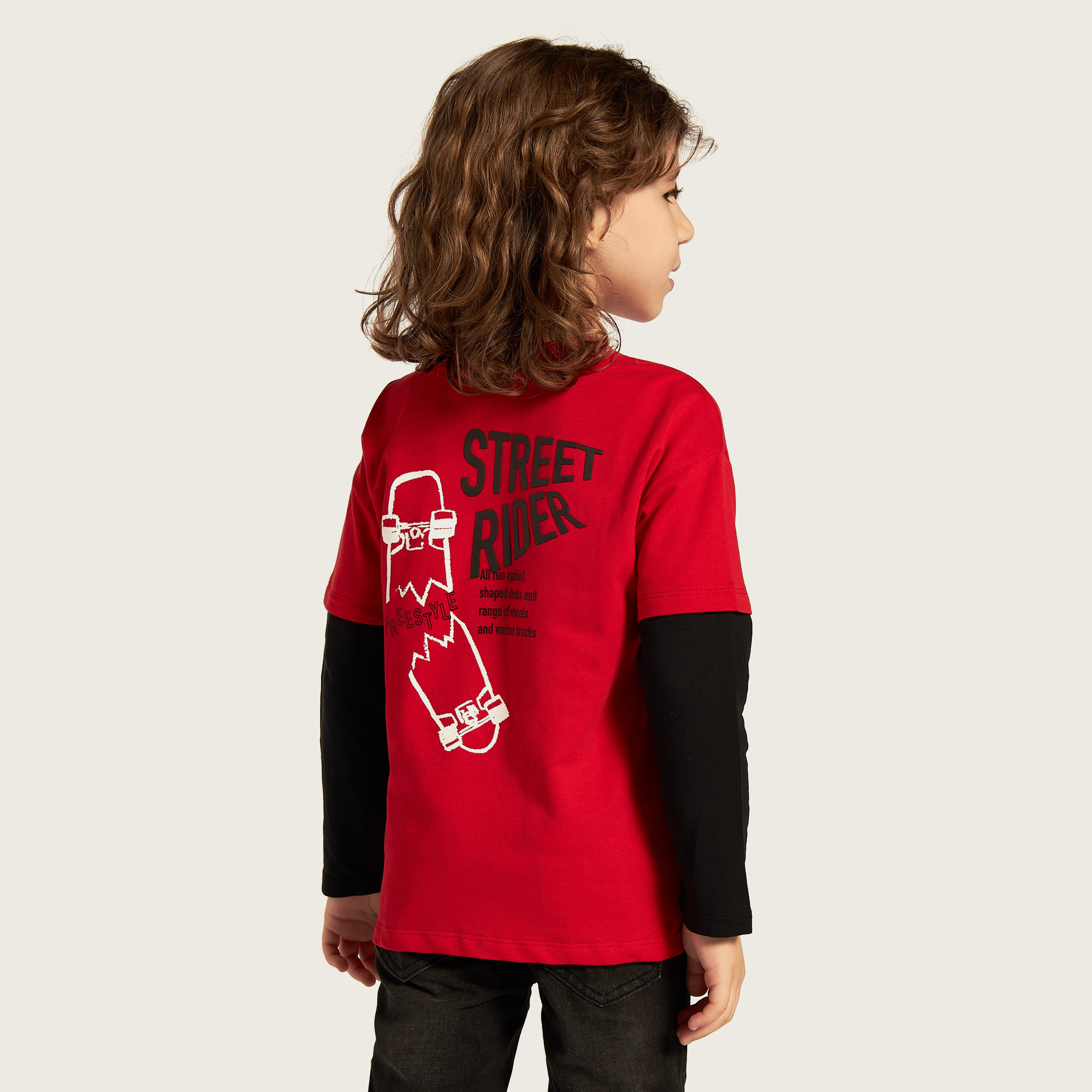 Juniors Graphic Print T-shirt with Long Sleeves and Crew Neck-boys-clothing-tshirtsandpolos-image-4