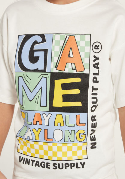 Juniors Gaming Print T-shirt with Short Sleeves-T Shirts-image-1
