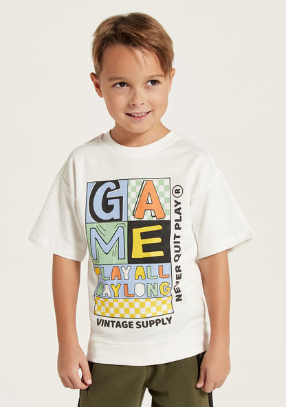 Juniors Gaming Print T-shirt with Short Sleeves-T Shirts-image-2