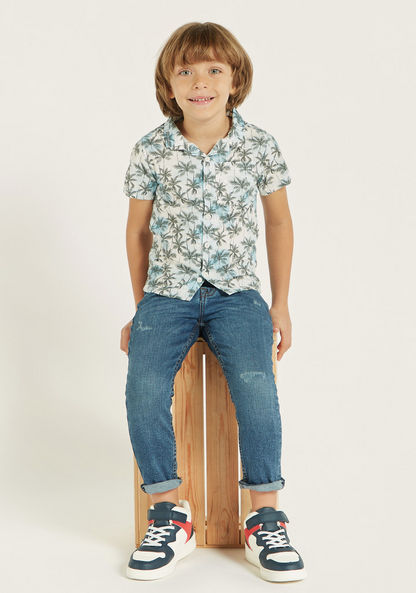 Juniors All-Over Tropical Print Shirt with Pocket-Shirts-image-1
