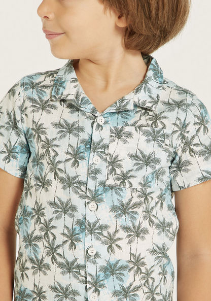 Juniors All-Over Tropical Print Shirt with Pocket-Shirts-image-2