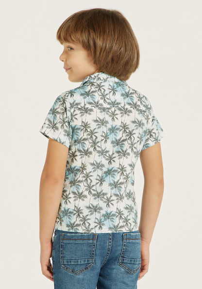 Juniors All-Over Tropical Print Shirt with Pocket-Shirts-image-3