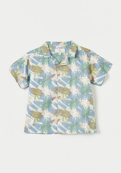 Juniors All-Over Print Shirt with Notch Collar and Short Sleeves-Shirts-image-0