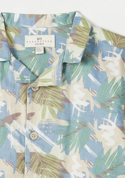 Juniors All-Over Print Shirt with Notch Collar and Short Sleeves-Shirts-image-1
