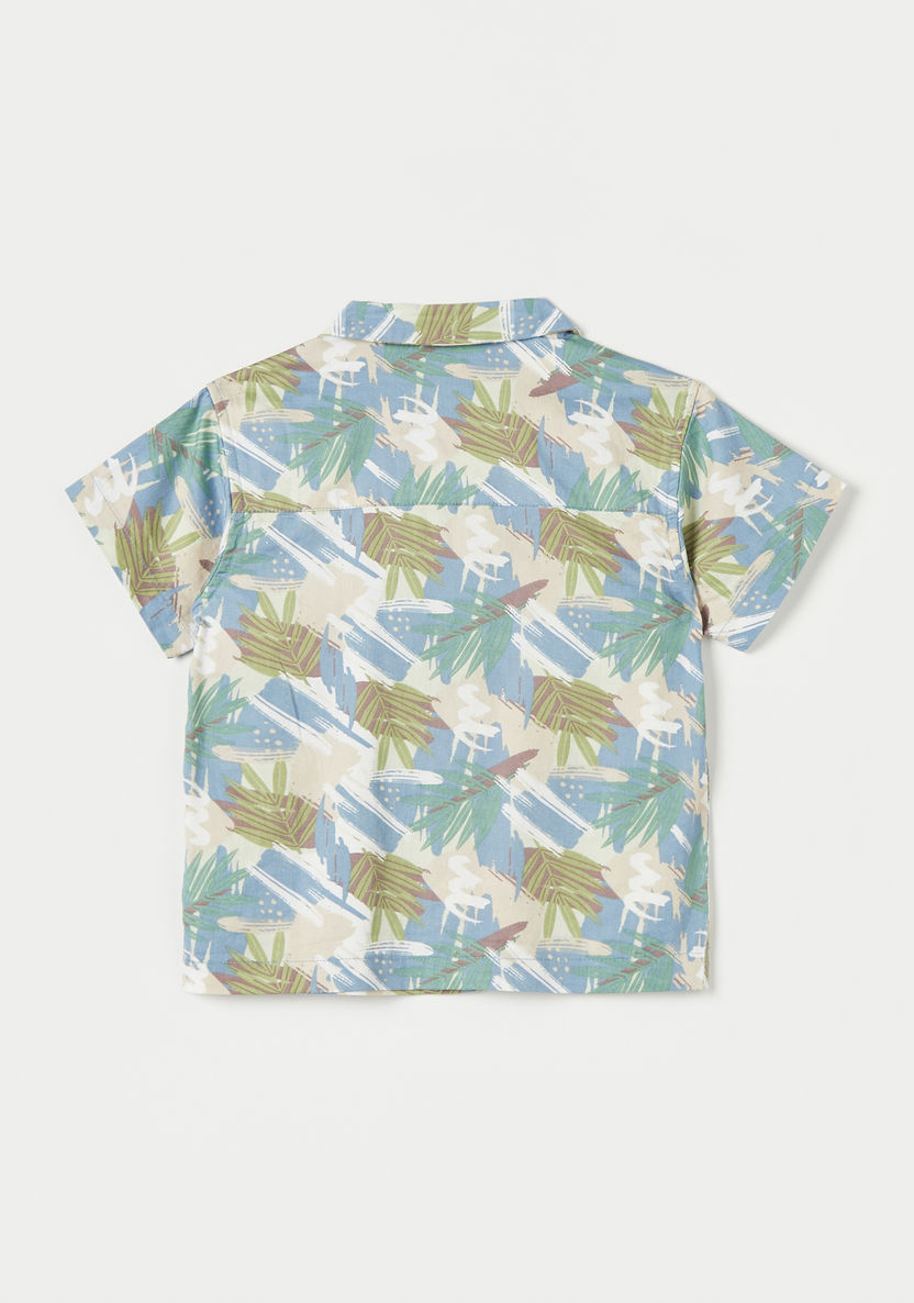 Juniors All-Over Print Shirt with Notch Collar and Short Sleeves-Shirts-image-3