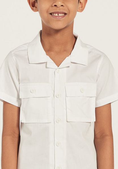 Juniors Printed Camp Collar Shirt with Short Sleeves-Shirts-image-2