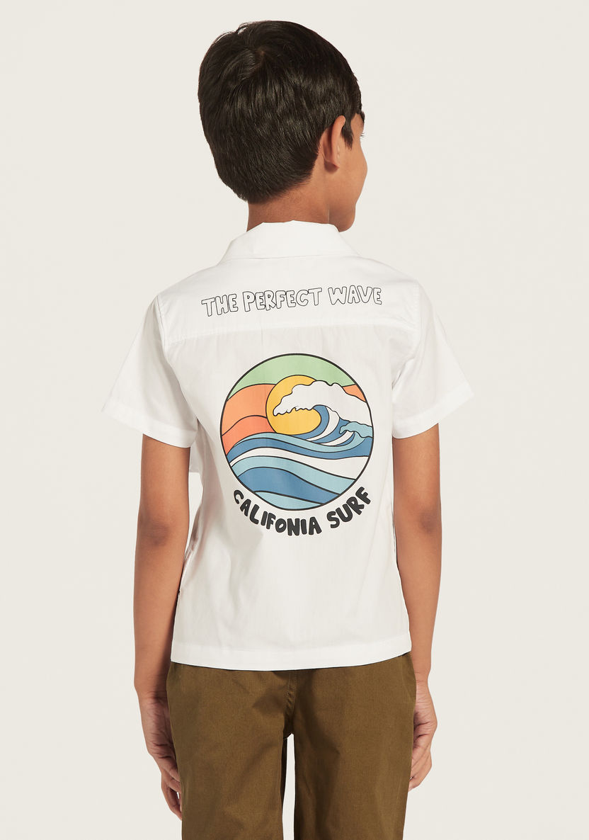 Juniors Printed Camp Collar Shirt with Short Sleeves-Shirts-image-3