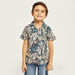 Juniors All-Over Tropical Print Shirt with Short Sleeves and Button Closure-Shirts-thumbnail-0