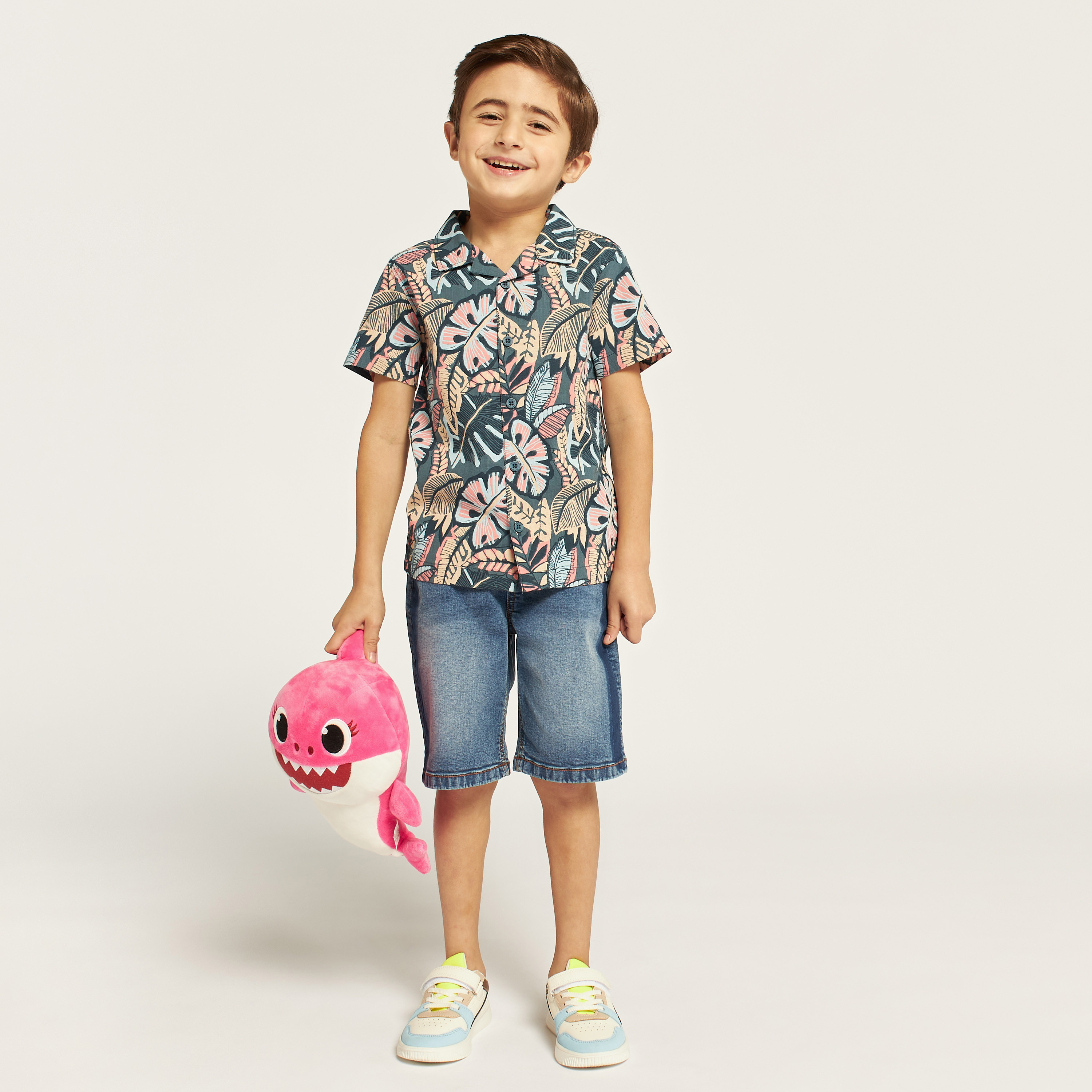 Juniors All-Over Tropical Print Shirt with Short Sleeves and Button Closure-boys-clothing-shirts-image-2